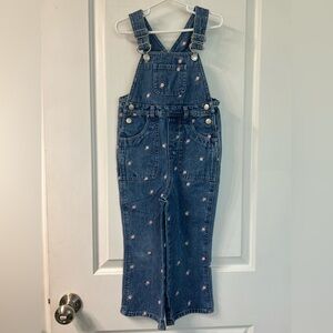 Denim Overalls with Rosettes Embroidered all over 4T